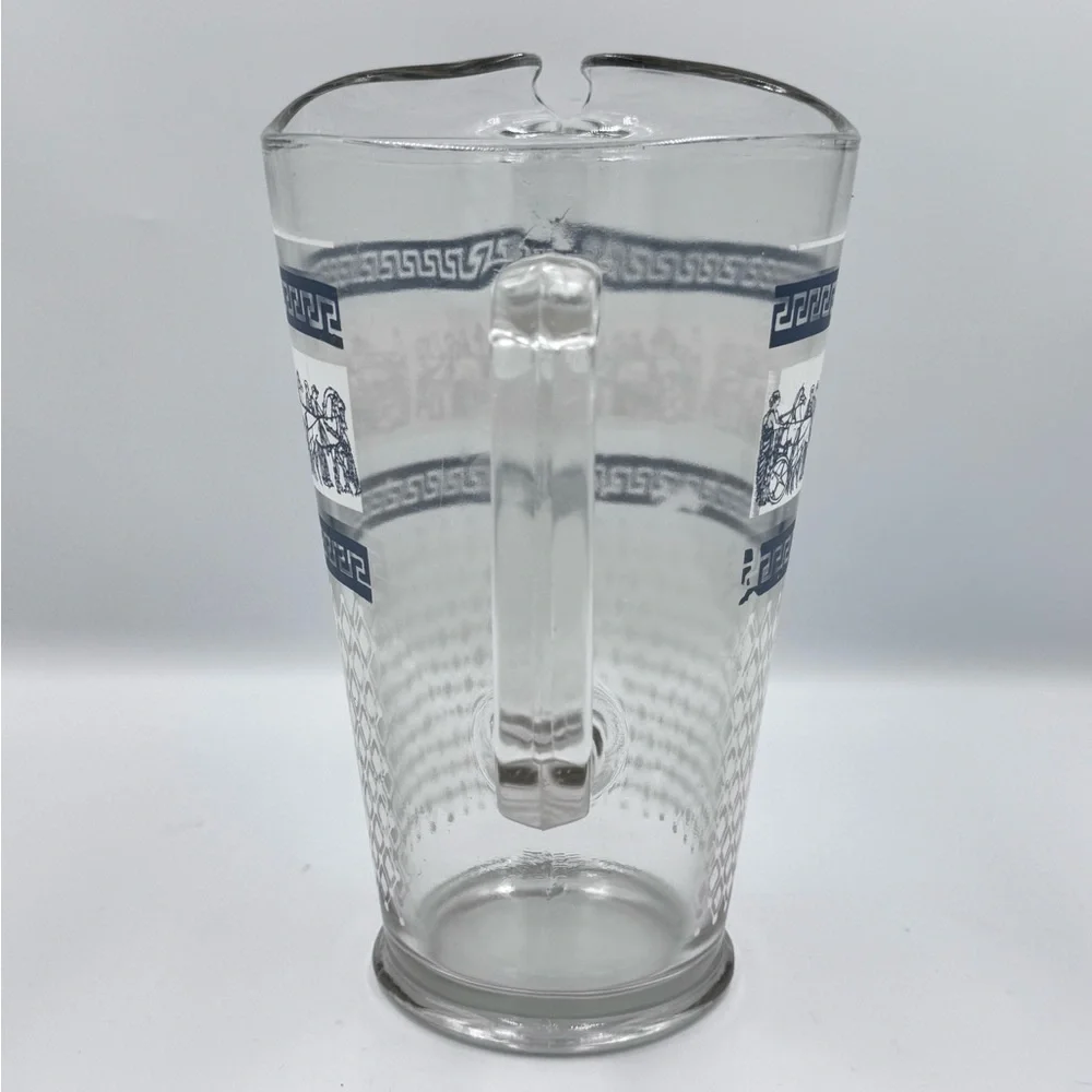 Vintage MCM Jeanette Glass Blue & White Patrician Pattern 64oz Pitcher